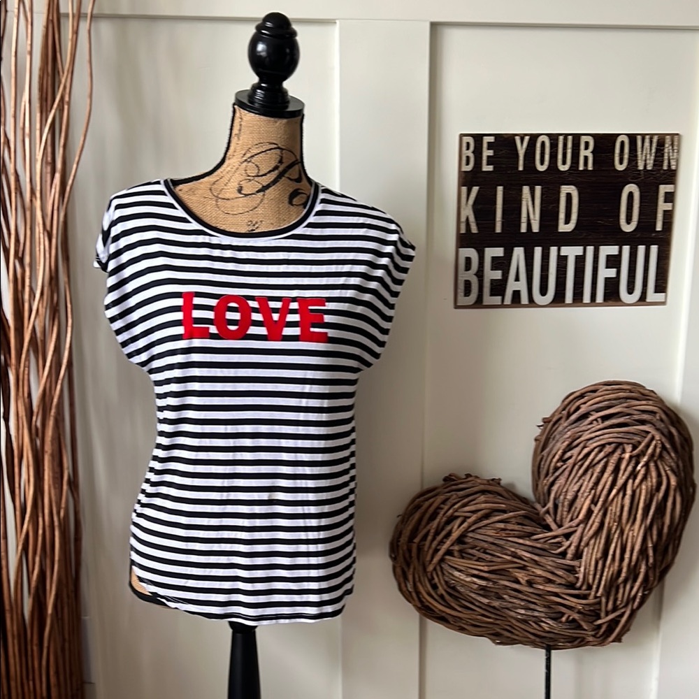 Rachel Black and White Fitted Short Sleeve Tee